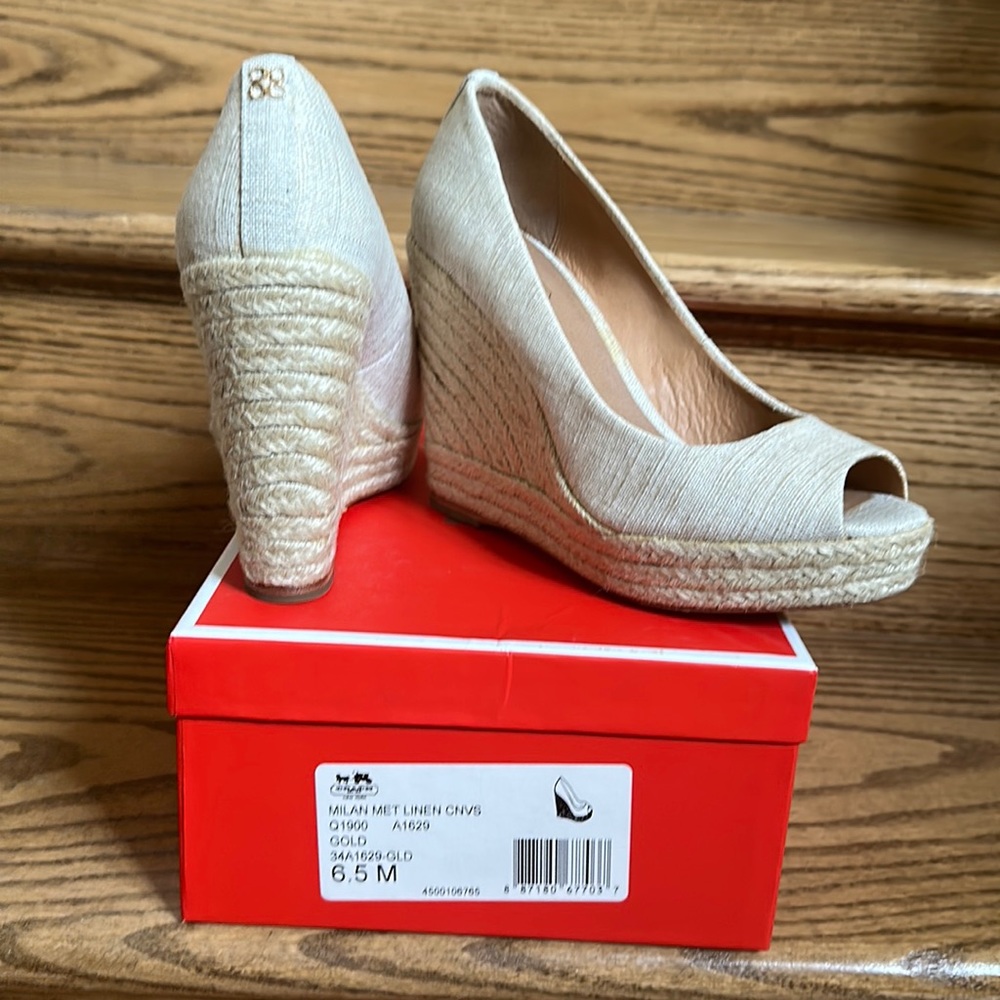 Coach Milan Met Linen Canvas Wedge